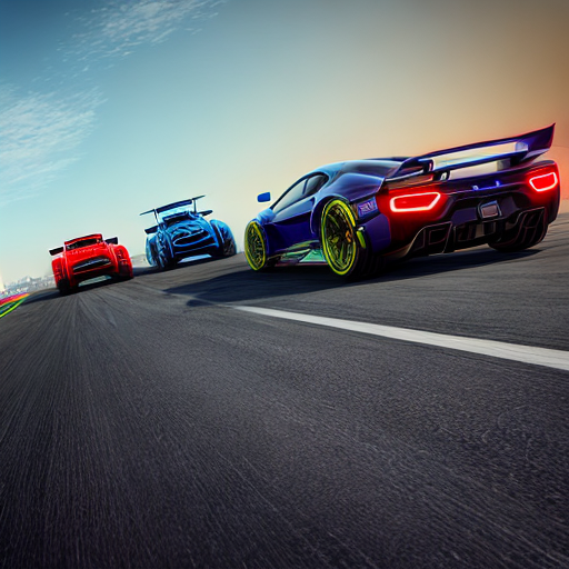 hyper-realistic characters group street racers team posing in the style ...