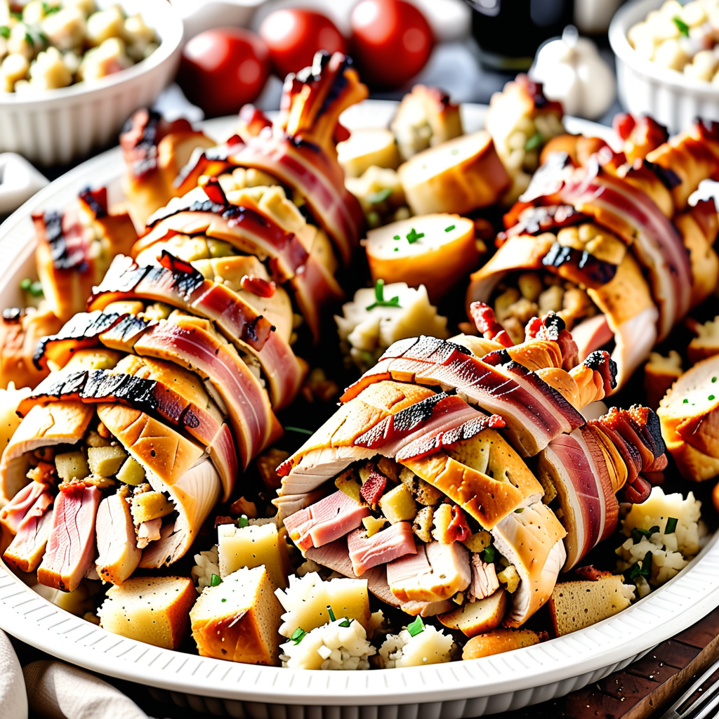 chicken stuffing wrapped in bacon