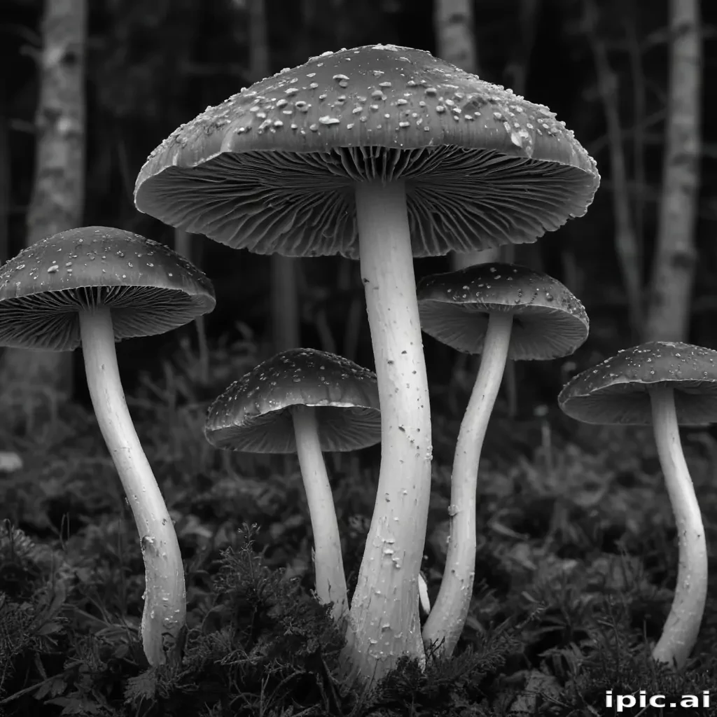 mushroom black and white