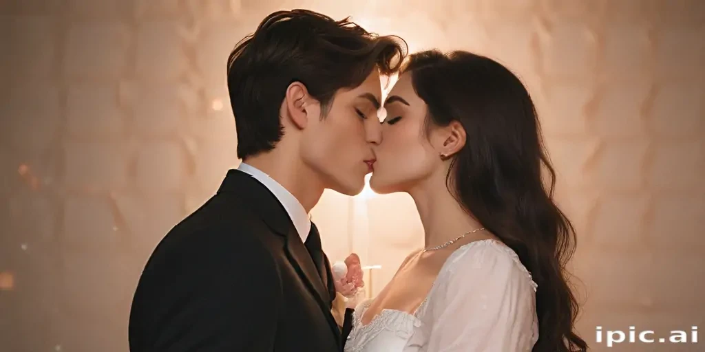 couple kissing aesthetic