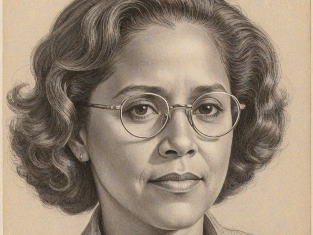Comely Anna Deavere Smith, pencil sketch, portrait of Sublime woman 1934s in glasses, hair style beatnik, outline, clear lines, fine lines, 8k