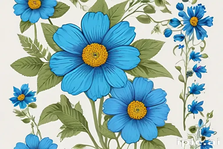 blue flowers clipart