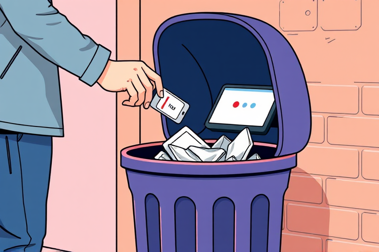 Create a detailed illustration of a person throwing a piece of trash into a waste bin, using a high-resolution vector style with clean lines and bold colors, captured from a slightly elevated angle, simulated using a DSLR camera with a 50mm lens, aperture set to f/4, and ISO 100 for optimal clarity and depth of field.