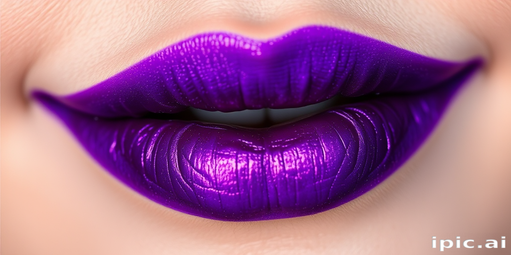 Enchanting Amethyst Aura lip style featuring a rich purple hue, duochrome shift, and moisturizing ingredients, ideal for creating mystical and otherworldly makeup looks