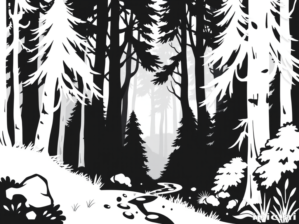 forest clipart black and white