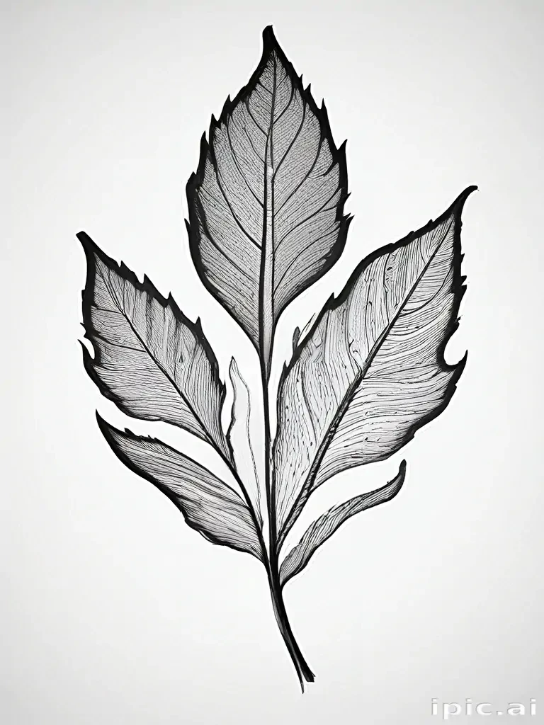 black and white clipart leaf