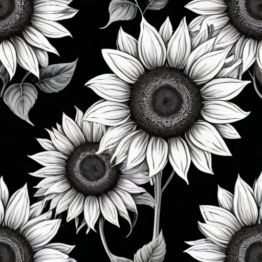 clip art sunflower black and white