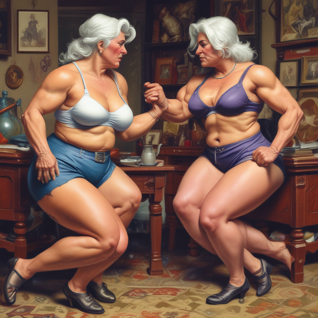 Free Ai Image Generator - High Quality and 100% Unique Images -  — Two  angry furious muscular full figured chesty, huge massive bras, wives, facing  each other, glaring at each other