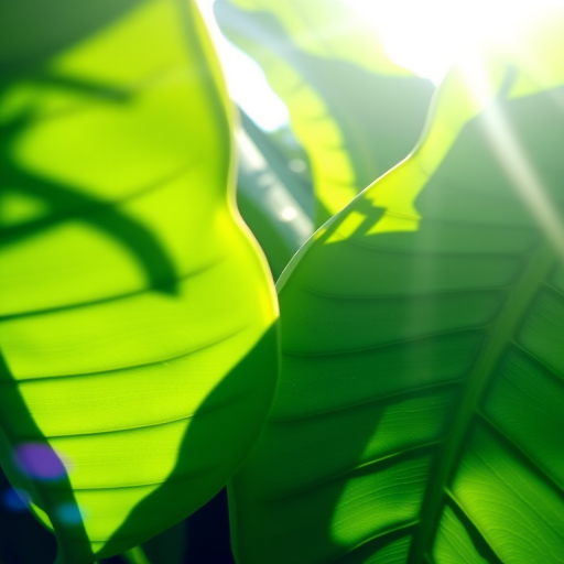 macro shot of lush green philodendron leaves with sunlight highlighting their texture, aperture f/2.8, shutter speed 1/200s, ISO 100, 50mm lens, DSLR camera, natural light