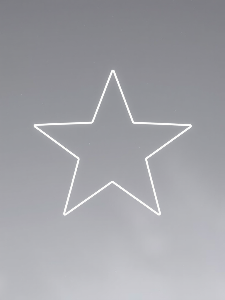 Create a high-resolution digital image of a simple outline star on a transparent background, using a DSLR camera with a 50mm lens, aperture f/2.8, ISO 100, and a shallow depth of field to enhance focus on the star shape.