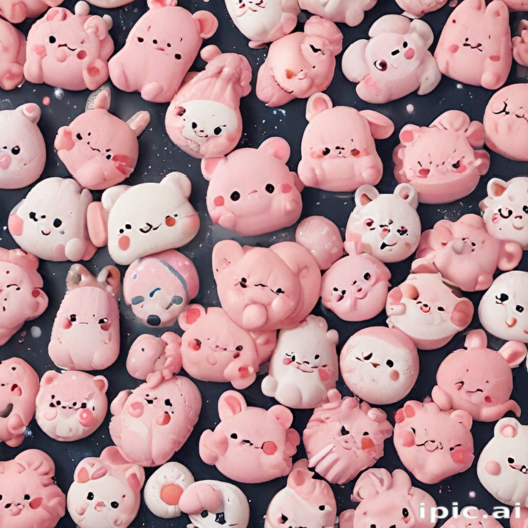 Adorable Collection of Pink-Themed Cute Animal Characters and Desserts