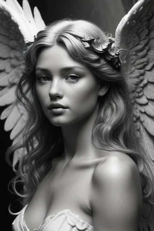 black and white angel drawings