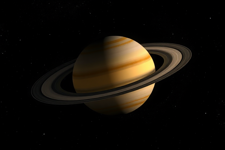 Create an image of Saturn with detailed rings, using a DSLR camera, 50mm lens, f/8 aperture, ISO 100, 1/200 sec exposure, capturing the planet from a cosmic perspective in high resolution.