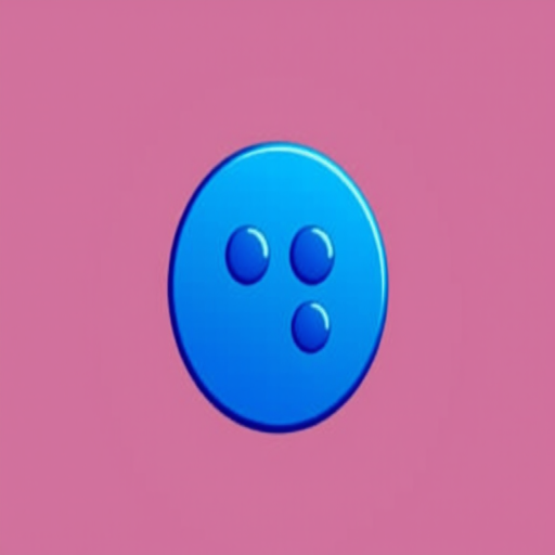 Create a high-resolution image of a blue circular icon featuring two interconnected dots with a drop shadow effect, using a DSLR camera with a 50mm lens, aperture set to f/2.8, ISO 100, and focal length of 35mm, captured at a slight angle for depth.