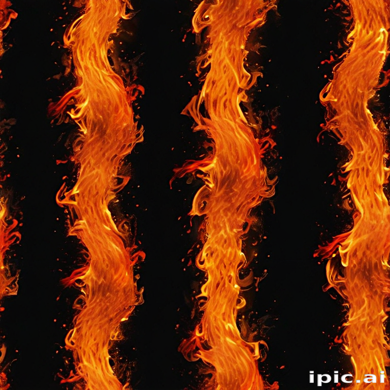 Vibrant Flames Dancing Against a Dark Background in Striking Patterns