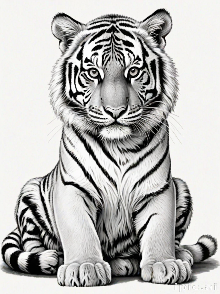 tiger clipart black and white