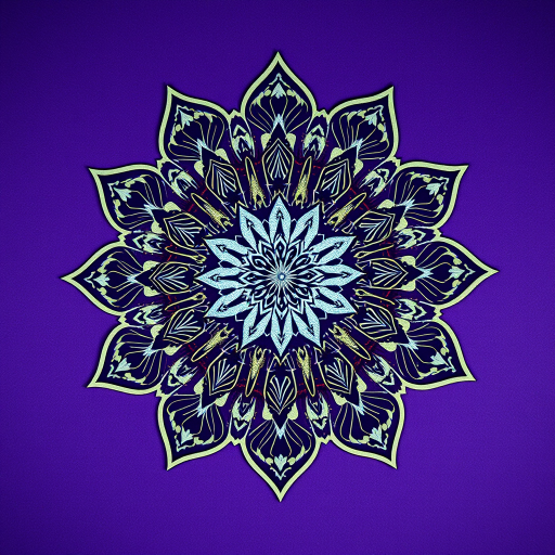 high-resolution image of a detailed mandala design on a textured purple background, shot with a DSLR camera, 50mm lens, f/1.8 aperture, ISO 100, natural lighting, top-down view for symmetry and depth