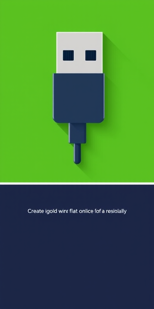 Create a high-quality graphic design of a USB symbol in a modern flat style, with a bright green background, using a Canon EOS R5 camera, f/2.8 aperture, 1/125s shutter speed, and a 50mm lens.