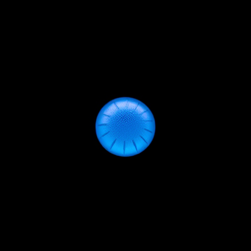 Capture a high-resolution macro shot of a small blue object against a black background, using a DSLR camera with a 50mm lens, aperture set to f/2.8, ISO 100, and a shutter speed of 1/200s, ensuring vibrant colors and sharp details.