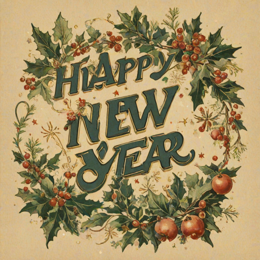 happy new year vintage