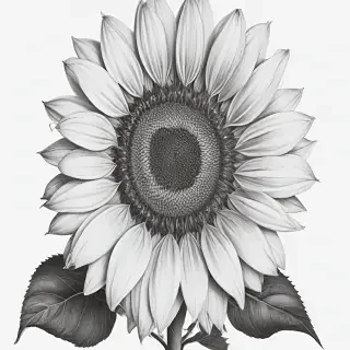 clip art sunflower black and white