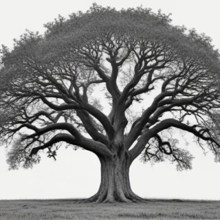 oak tree clipart black and white