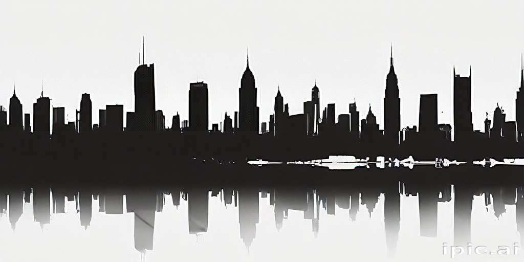 Stunning Black and White Silhouette of a City Skyline Reflection