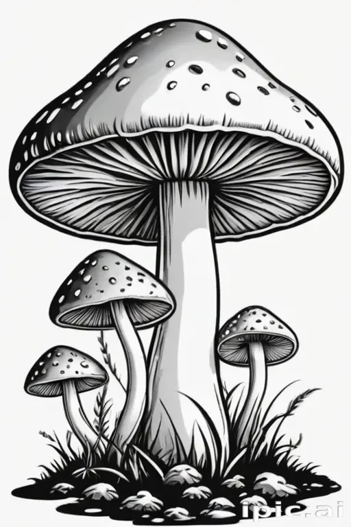 mushroom clipart black and white