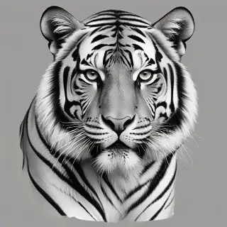 tiger clipart black and white