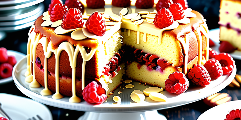 white chocolate raspberry almond cake