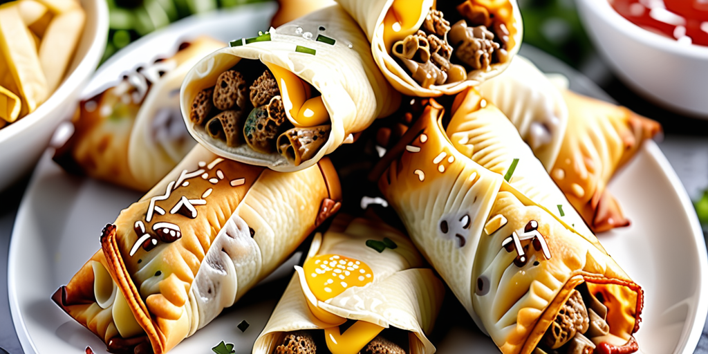 air fryer cheeseburger egg rolls
