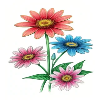 color drawing flowers