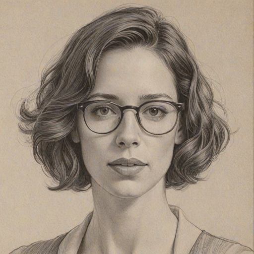 Radiant Rebecca Hall, pencil sketch, portrait of Beauteous woman 1926s in glasses, hair style beatnik, outline, clear lines, fine lines, 8k