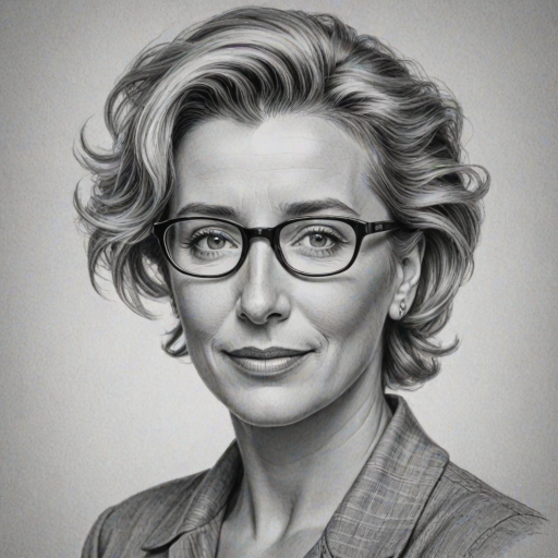 Exquisite Emma Thompson, pencil sketch, portrait of Magnificent woman 1939s in glasses, hair style beatnik, outline, clear lines, fine lines, 8k