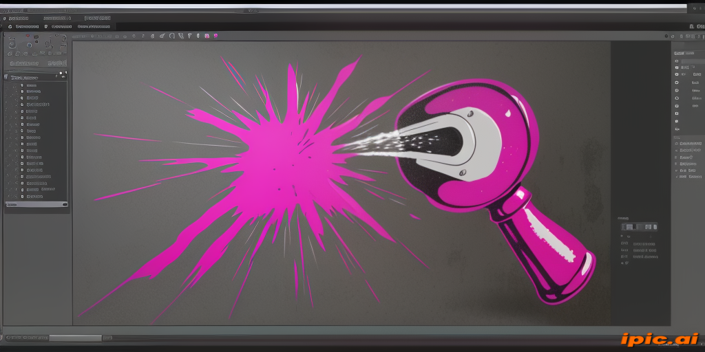 Pink Spray Flow A Vibrant Pink Paint Sprayer Creating an Explosion of Colorful Splatter.