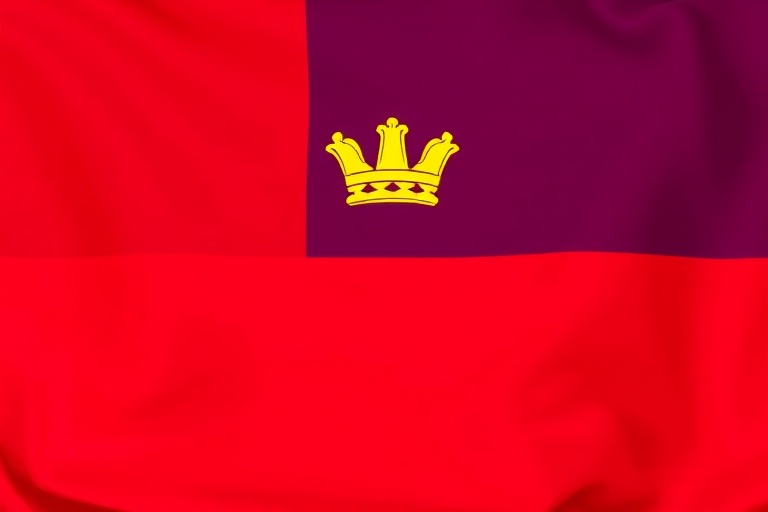 Generate an image of the flag of Georgia with vibrant colors, using a DSLR camera type, 50mm lens, f/8 aperture, ISO 100, natural lighting, front view, ensuring high resolution and clarity.