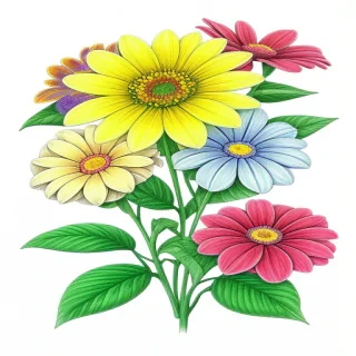 color drawing flowers