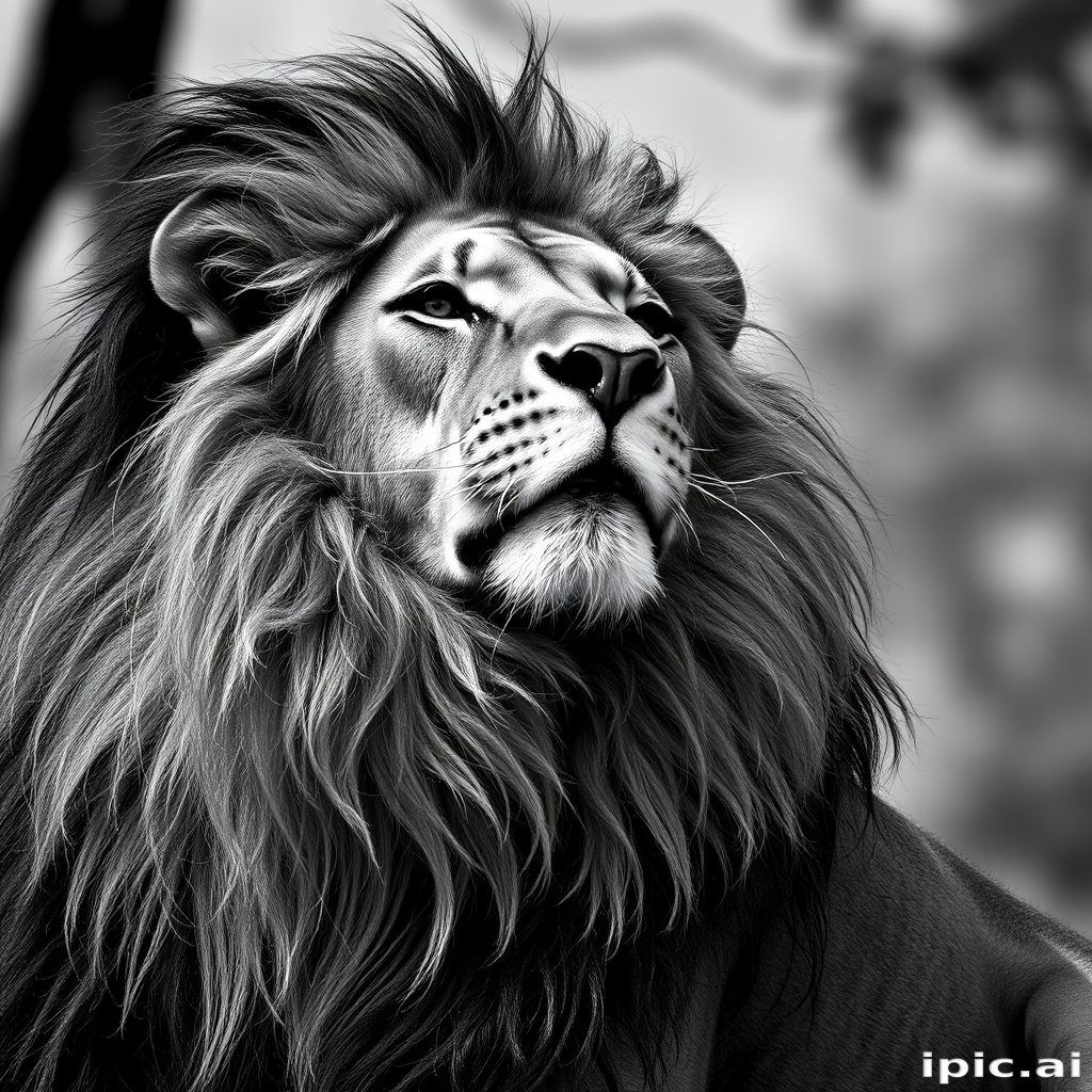 lion black and white