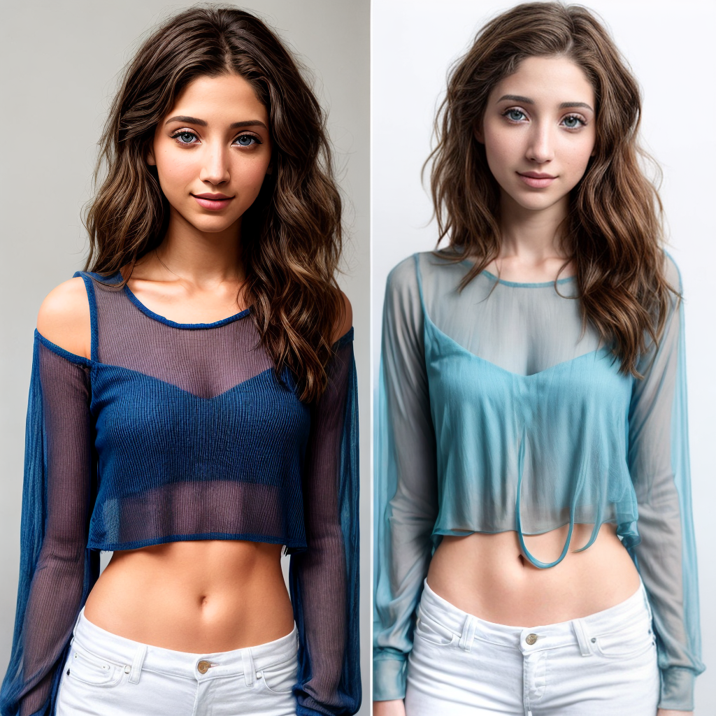 Emily Rudd lookalike, single person, translucent sheer top, realistic ...