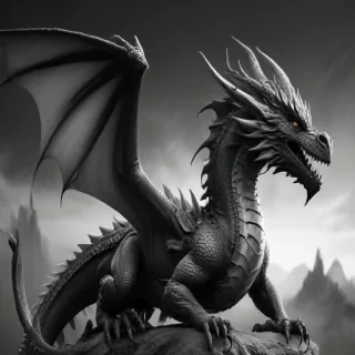 dragon black and white