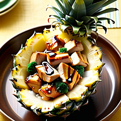 teriyaki chicken in a pineapple bowl