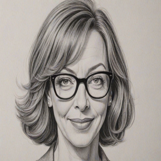 Attractive Allison Janney, pencil sketch, portrait of Resplendent woman 1952s in glasses, hair style beatnik, outline, clear lines, fine lines, 8k