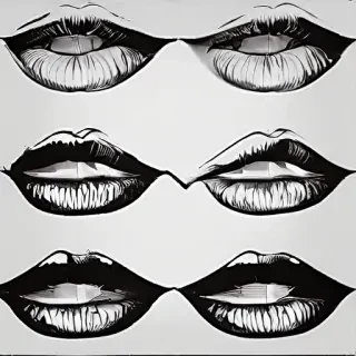lips clipart black and white