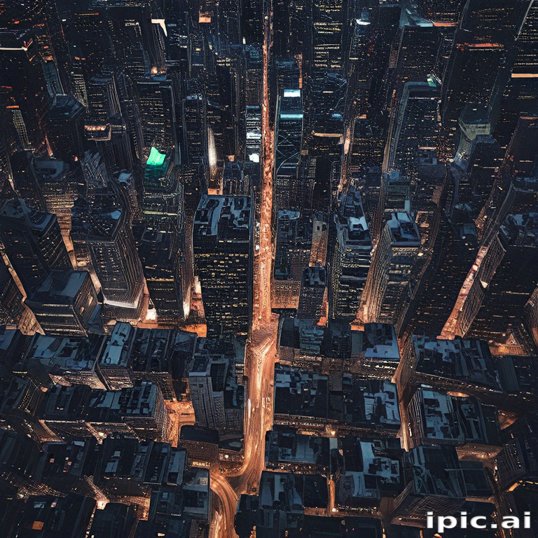 Stunning Aerial View of a Vibrant Cityscape Illuminated at Night
