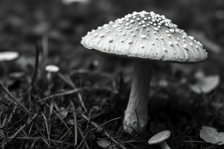 mushroom black and white