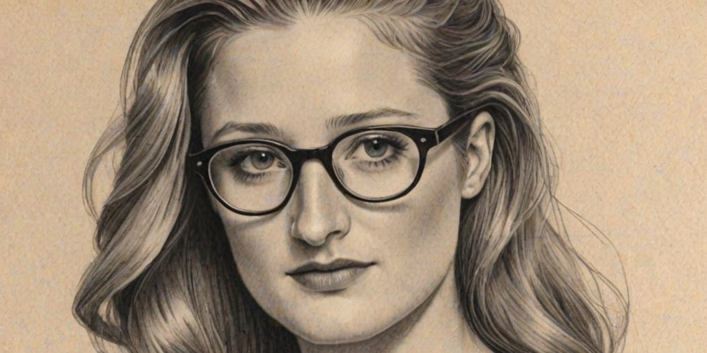 Enchanting Grace Gummer, pencil sketch, portrait of Superb woman 1925s in glasses, hair style beatnik, outline, clear lines, fine lines, 8k