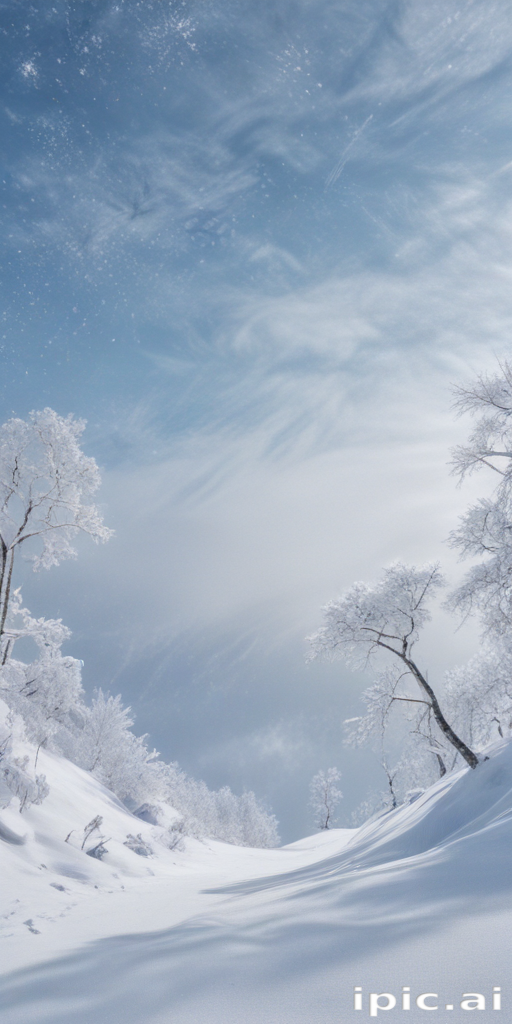 Serene Winter Landscape with Snow-Covered Trees Under a Clear Blue Sky