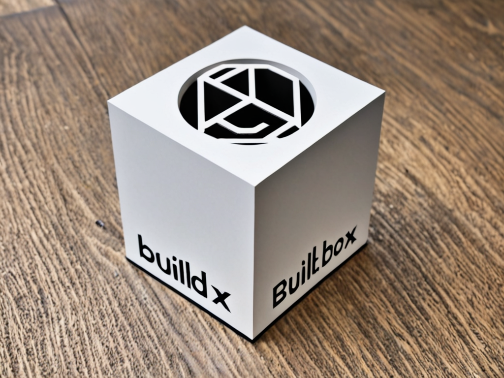 In a background of 3D printed objects create a logo for 