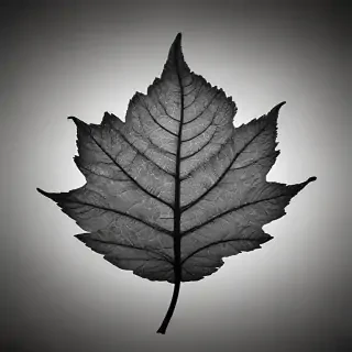 leaf in black and white