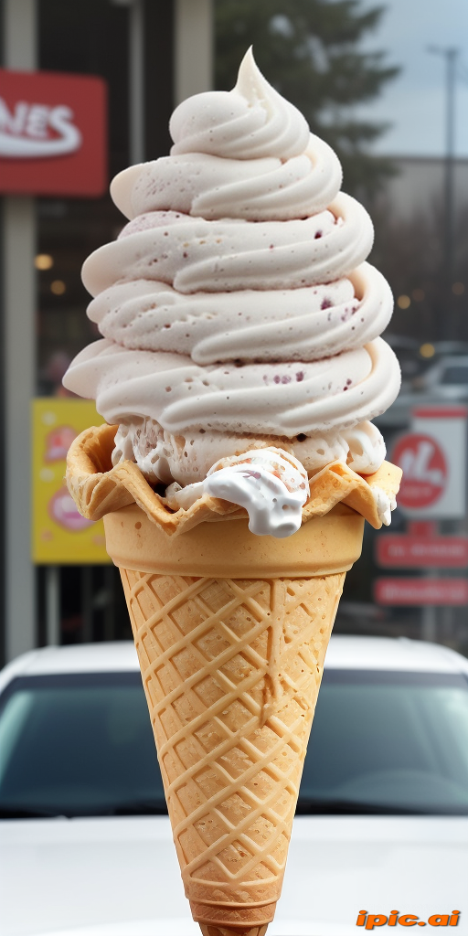 Delicious Swirled Soft Serve Ice Cream on a Crispy Cone Delight